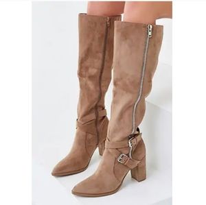 Buckle Accent Knee High  Boots